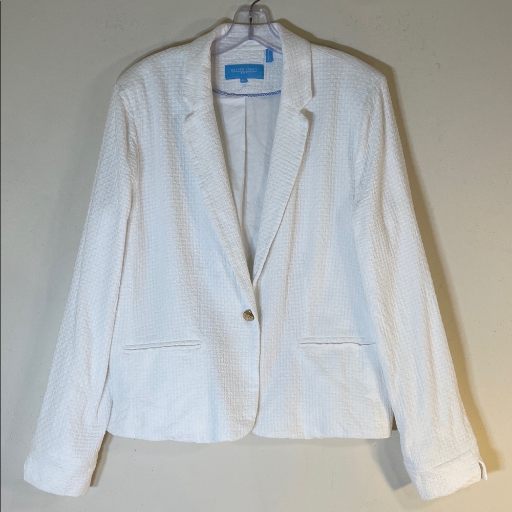 Draper James White Cotton Blend Textured Blazer. XXL.